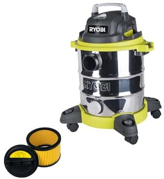 RYOBI Pack Aspirateur Eau et poussière RVC-1220I-G - 1250W - 20L - Filtre de Rechange - RAKVACF2030