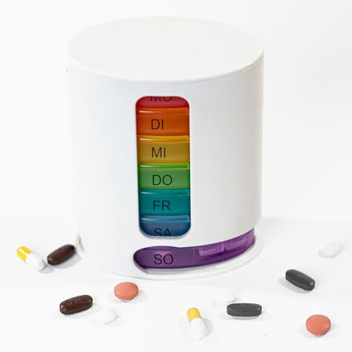 Gesundino 7 Tage Tablettenbox, Medikamentenbox morgens, mittags, abends, nachts zur Aufbewahrung von Tabletten - BPA frei - Pillendose große Fächer - Pillenorganizer für Reise - Medikamentendosierer