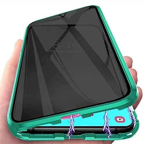 PingGoo Privacy Magnetic Case for Samsung Galaxy S23 Ultra, Anti Peep Tempered Glass Full Body Case, Front & Back 9H Tempered Glass, Privacy Screen Protector Metal Frame Anti Spy Case Cover, Green
