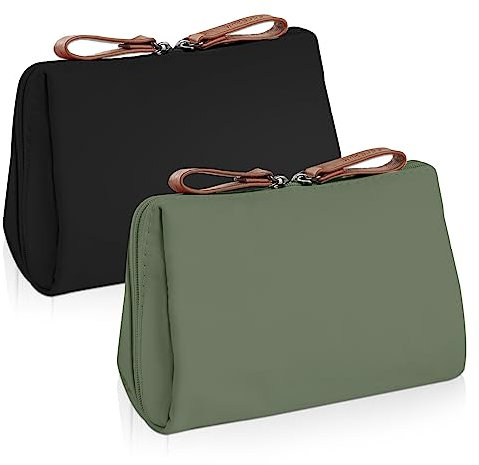 Aucuu Borsa da Toilette da Viaggio, 2 Pezzi Portatile Beauty Case da Viaggio Donna, Piccola Borsa Cosmetica in Nylon, Impermeabile Organiser per Cosmetici, Trousse Trucchi con Cerniera