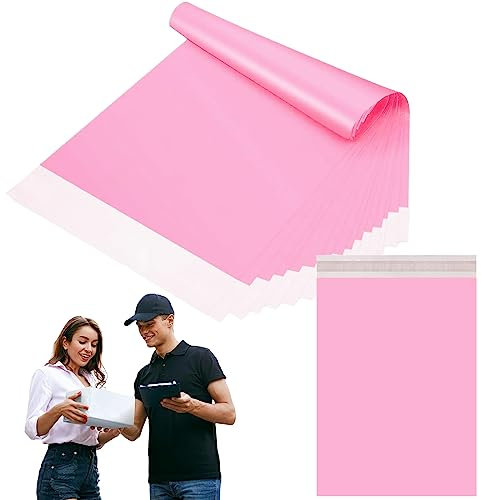 50 Stück 17x30cm Rosa Versandbeutel Plastik Versandtaschen,Versandtüten für Kleidung Klein,Selbstklebend Poly Kunststoffbeutel Wasserdichte Kuriertaschen Paket Tüten für Versand Warensendung Textilien