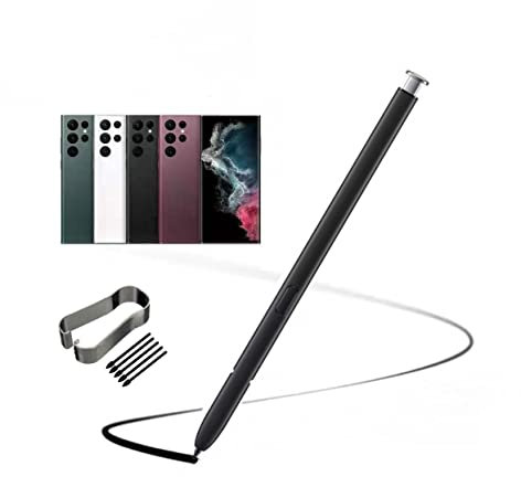 Stylet de rechange pour Galaxy S22 Ultra (sans Bluetooth) pour Samsung Galaxy S22 Ultra 5G Stylet tactile de rechange + embouts (argent)