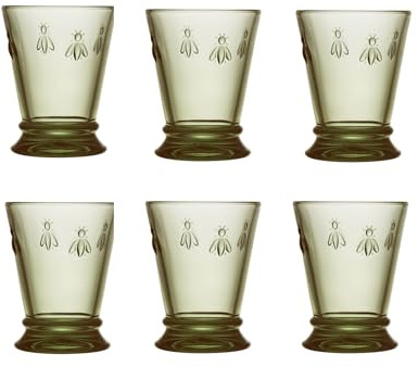 La Rochere Bee Olive Green Tumbler Set/6 - La Rochere Bee Glassware Sets