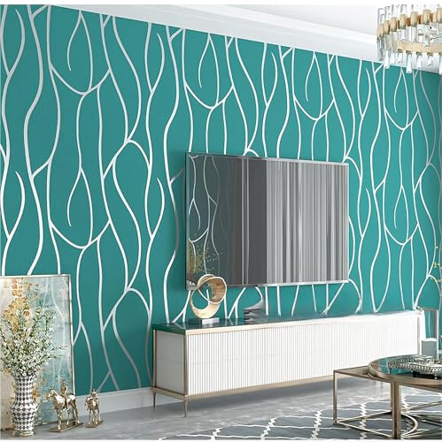 SAIMEYI Vliestapete Skandinavische Geometrische Muster Linien Moderne Minimalistische Mode Tapete. TV-Tapete Für Das Wohnzimmer Tapete Für Das Kinderzimmer (grün-3366-8)