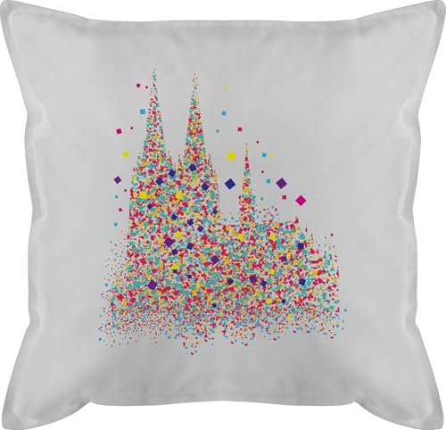 Kissen 50x50 - & - Kölner Dom Konfetti I Karneval I Fasching - 50 x 50 cm - Grau - geschenk karnevalskissen fasching- köln karnevals carnevale koln faschings kölle verkleidet koeln carnival