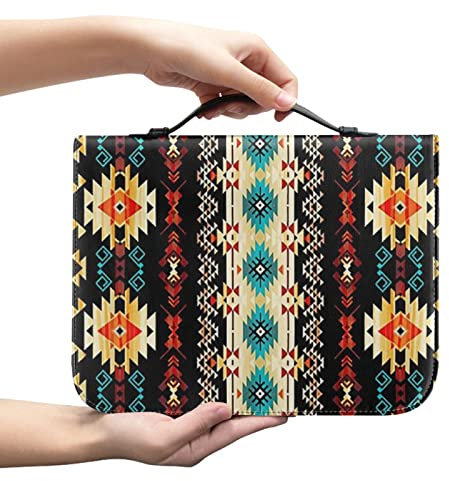 Wanyint Bibelhülle mit ethnischem Tribal-Druck für Männer, Buchhülle für Damen, Bibeltasche, Kunstleder, Kirchentasche, Bibelschutz für den Außenbereich
