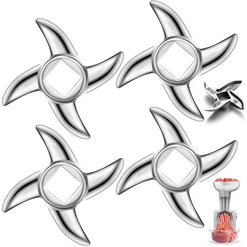 Leriton 4 Stück #12 Fleischwolf Klinge Edelstahl Messer Cutter Ersatz Fleischwolf Teile Größe 12 Fleischwolf Messer für Küche Elektrische Manuelle Maschine Lebensmittel Wurst