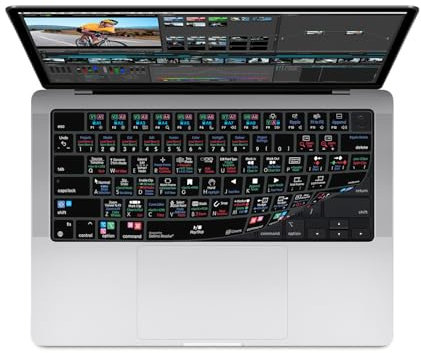 KB Covers Davinci Resolve Editing-Tastaturabdeckung für MacBook Pro 14 & 16 (2021+) und MacBook Air mit M2 Chip 13 & 15 (2022+) – US-farbcodierte Tastenkombinationen | Videobearbeitung