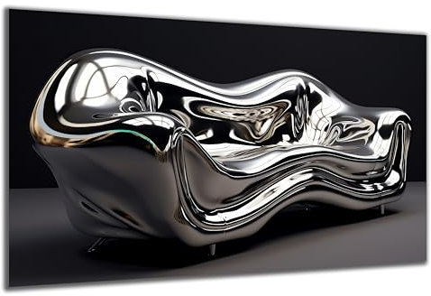 DARO Design - Wand-Bild auf 6mm HDF 40x30 cm Chrom Abstrakt - Wand-Deko Bilder Geschenk