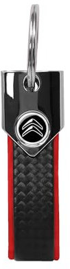 Citroen Porte-clés rouge officiel, carbone, logo noir, rouge, Taglia unica