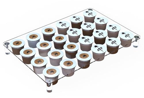 DODAMOUR 24 Slot Espresso Coffee Pod Holder, Acrylic Coffee Capsule Holder Compatible with K Cup, Flat Coffee Capsule Storage Organizer for Drawer, Counter (Transparent)