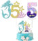 Mermaid Happy Birthday Cake Topper & Number 5 Candle, Cupcake Toppers & Candles - 5th Birthday Cake Decorations for Girls