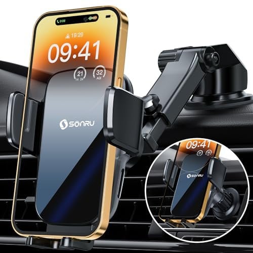 SONRU Handyhalterung Auto mit Ladefunktion, 15W Qi Induktive ladestation Auto, Fast Wireless Charger Lüftung/Saugnapf Kabelloses Kfz Ladegerät für iPhone Samsung LG usw