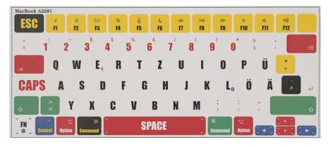 kwmobile Tastatur Aufkleber kompatibel mit Apple MacBook Air 13.6 M2 (A2681) Touch ID Model Keyboard Sticker - Farb-Aufkleber für Deutsche QWERTZ Tastatur - Mehrfarbig