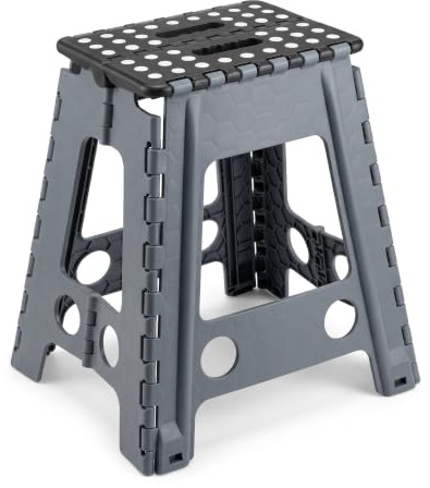Foldable Step Stool Heavy Duty Multipurpose Portable Antislip Folding Grip Kid Home Bathroom Indoor Outdoor150KG (Grey, Extra Large 45cm)