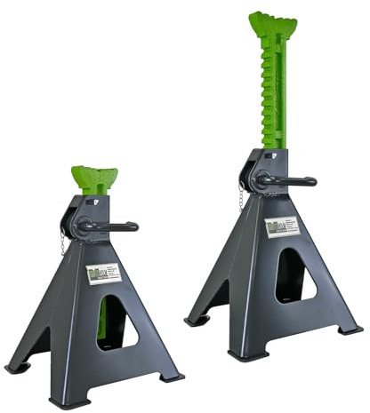 TRUTZHOLM Unterstellbock Achsstützen Abstellbock 2 Stück, 12 Tonnen Traglast pro Stütze (24T pro Paar) Höhe von 490-750 mm mit Einhebelbedienung, 10 stufige Höhenverstellung