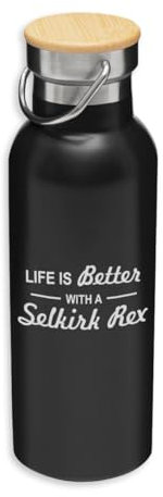 Life is Better with A Selkirk Rex Cat Eco Thermoskanne, Edelstahl, Isolierflasche, Bambusdeckel