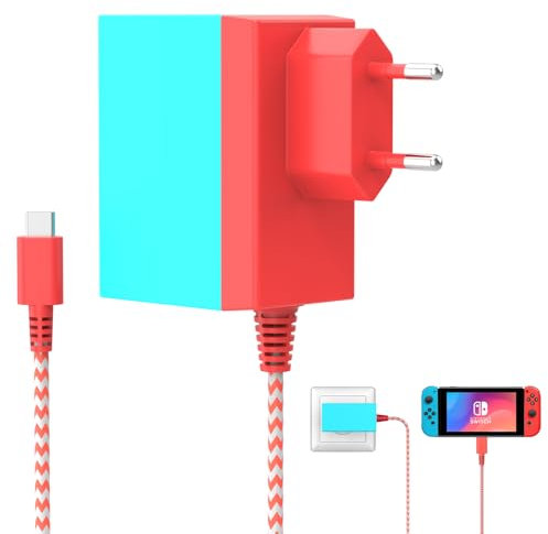Etssembo Chargeur Switch 15V 2,6A Adaptateur Secteur pour Switch Lite/Switch OLED/Switch Dock/Contrôleur Switch Pro, Supporte Le Mode TV Alimentation USB Type C