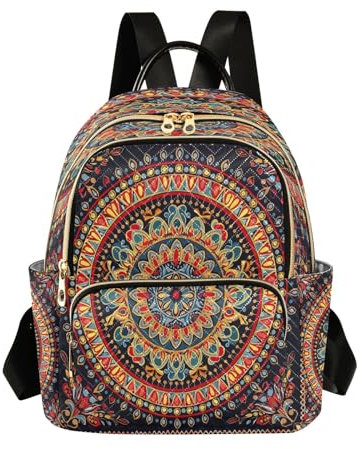 Mandala-Ethno-Stil, Bohemian-Rucksack, Geldbörse, Damen-Rucksack, Reise-Umhängetasche, lässiger Alltagsrucksack, Mandala, ethnisch, böhmisch, M