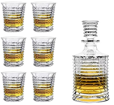 QTANZIQI Altmodische Whiskygläser, 200 ml, Trinkgläser, Glasbecher, Whiskey-Geschenke, 4er-Set, Geschenk für Freund, Vater (Set mit 6 Tassen)
