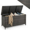HOMASIS 320L Auflagenbox wetterfest, Gartenbox aus PE-Rattan, Aufbewahrungsbox mit Deckel, 2 Rollen & Griffen, XXL Kissenbox UV-beständig, Gartentruhe Outdoor, 137 x 56 x 64 cm, Braun (Querstreifen)