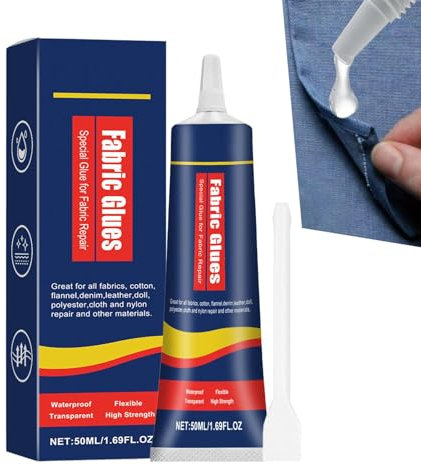 Colla per tessuti per rammendo: colla a caldo per tessuti, colla per tessuti per vestiti | Colla permanente per tessuti sicura per lavatrice e asciugatrice multifunzionale da 50 ml per toppe, polies