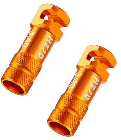 HZJD Fahrrad Presta Ventilkappen, Orange, Integriertes Kernspeichenausbauwerkzeug(2 Stück)