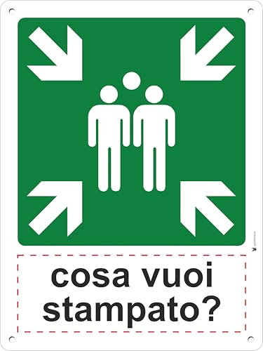 pubblimania Punto di Raccolta con personalizzazione | Cartello di emergenza in metallo per esterno