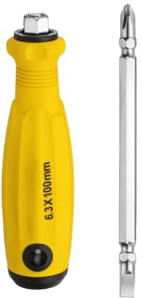 sourcing map 2 in 1 Screwdriver PH2 Phillips & SL3 Slotted Magnetic Screwdrivers CR-V with Ergonomic Handle for DIY Repairing, Yellow