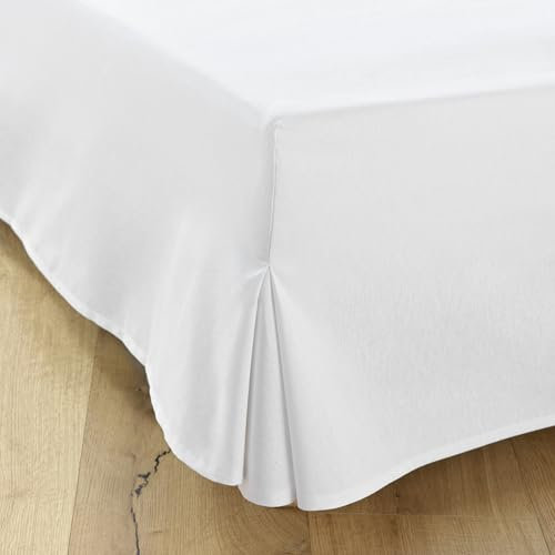 Cache-Sommier 180x200 Blanc – 4 Volants de 38 cm pour Lit 180 x 200 avec Sommier – Jupe de Lit 180x200 - Fabriqué en Europe – Protège Sommier 180 x 200 – Housse Sommier 180x200