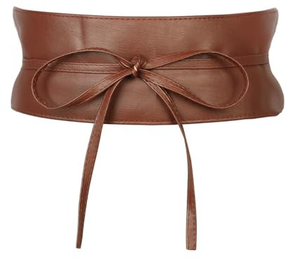 Eigso Brown Leather Obi Belt for Women Men Minimalist Style Taille Gürtel für Damen Herren