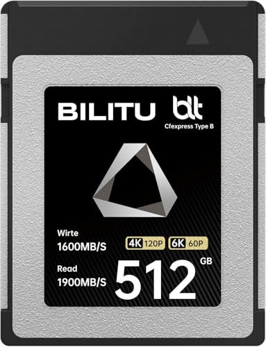 CFexpress B-Type 512GB Memory Card with up to 1900MB/s Read Speed and 1600MB/s Write Speed, Compatible with Cameras, Suitable for 4K/8K/6K/12K Video Recording