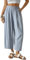 ZANZEA Cropped Trousers for Women UK Elastic High Waist Summer Trousers Casual Loose Harem Pants with PocketsLight BlueXXL