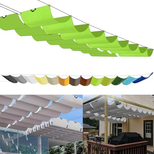 Einziehbares Sonnensegel 4x8m, nach Maß Pergola Markise Verstellbar Schattenabdeckung 95% UV-Schutz & reißfest Inkl. Montageseilen für Terrasse/Pergola Neongrün