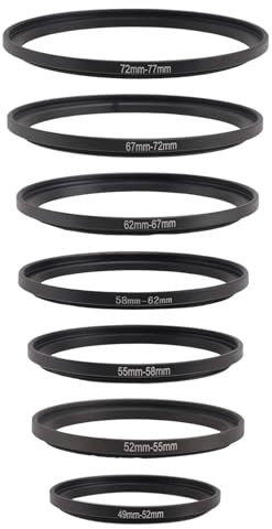 Steowsey 49 Mm 52 Mm 55 Mm 58 Mm 62 Mm 67 Mm 72 Mm 77 Mm Metallkameraobjektivfilter Stepping Step-Up-Ringe Gegenlichtblende Adapter-Montagesatz