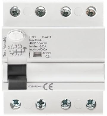 GYL9 AC Disyuntor de corriente Residual interruptor diferencial de seguridad 4P 25A 40A 63A 100A ELCB 30mA 100mA 300mA(4P 100A,100mA)