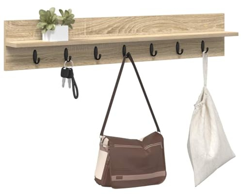 vidaXL Wall-Mounted Coat Rack Wall-Mounted Sonoma Oak Engineered Wood