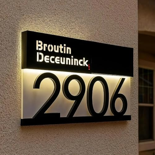 Plaque De Numéro De Maison Solaire Moderne Personnalisée Pour L'extérieur, Plaque D'adresse Solaire Personnalisée, Plaques De Porte Lumineuse LED Étanche Pour Jardin, Cour Et Maison