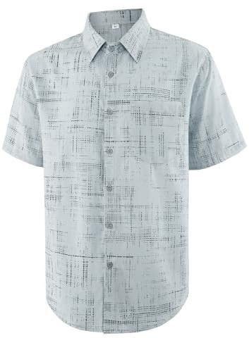 APTRO Men's Casual Shirts Short Sleeve Regular Fit Quick Dry Button Down Stylish Summer Shirts