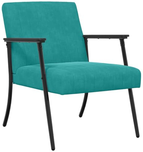 Kaorsrow Samt Wohnzimmer Sessel Türkis 59x75x78 cm mit Stahlbeinen ergonomisches Design Modernes Fernsehsessel für Living Room Apartment Büro