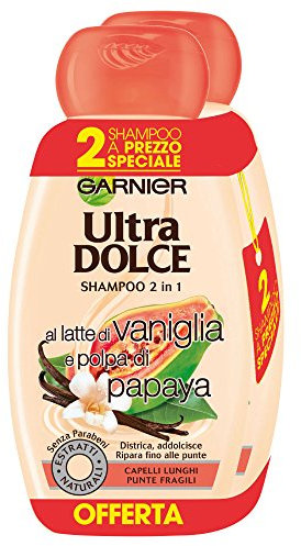 Garnier - Ultra süßes Shampoo 300 ml [3 X 2er-Pack] Vanille-Milch und Papaya-Mus