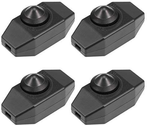 sourcing map Rotary Cord Switch AC 250V 2A Slide Control Lamp Dimmer 100-Watt Black (Pack of 4)