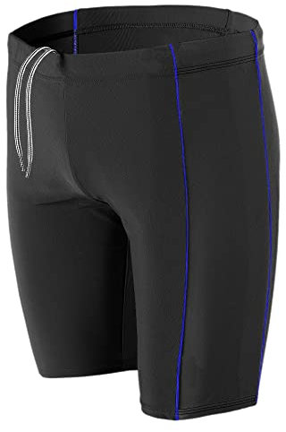 Aquarti Bañador de Hombre de Aspecto Deportivo Largos, Negro/Azul, XL
