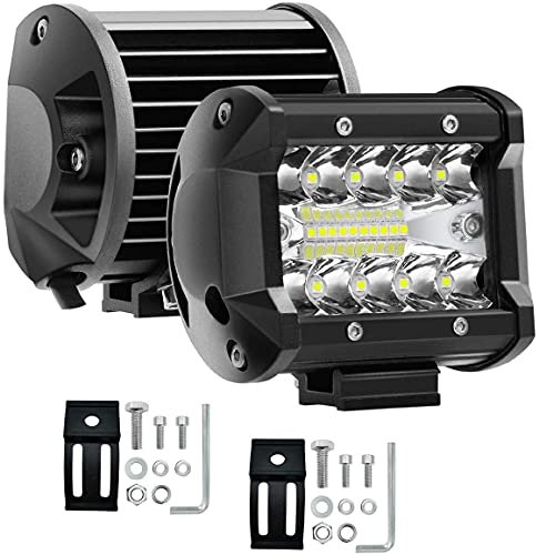 AUXTINGS 2 Stück 10.8 cm 60W LED Arbeitslicht Leiste Lichtstange LED Zusatzscheinwerfer Dreifache Licht Off Road Lights Spot-Flut-Kombinations Cube Rocks für Off-Road-LKW ATV UTV SUV,12V 24V DC