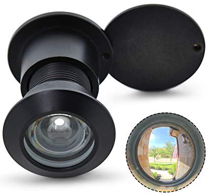 Earl Diamond - Visor de puerta grande de 220 grados para casa, oficina, hotel, resistente cubierta giratoria de latón