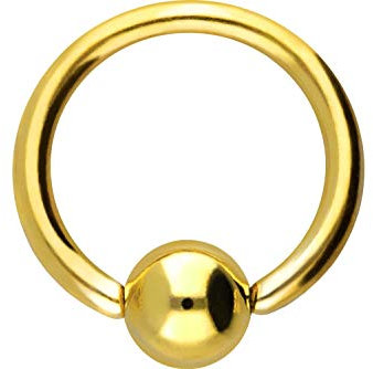 PIERCINGLINE Titan Klemmkugelring BCR Piercing Ring Lippe Ohr Tragus Helix Goldfarben 3 x 1,2 x 7 mm