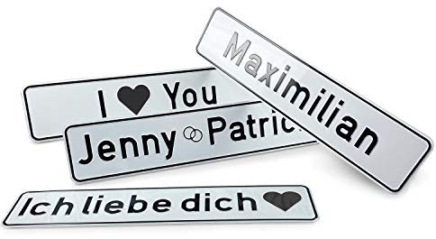 Betriebsausstattung24® Individuelles Namensschild Funschild | Mit Wunschname/Wunschtext | 43,0 x 8,0 cm | Aluminiumschild geprägt | Mit/ohne Löcher