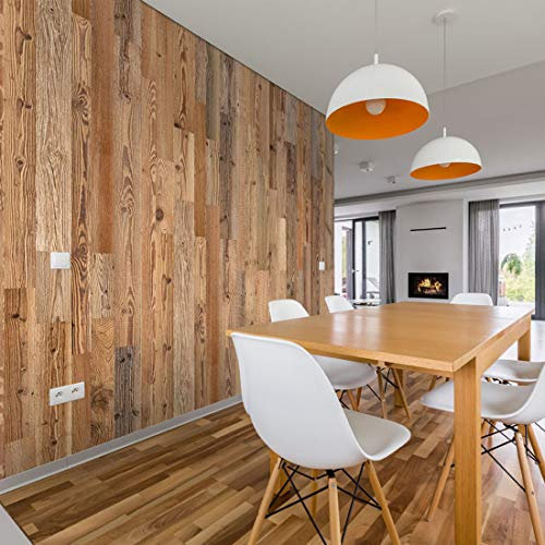 Plaquette Parement Bois Ambre | 18 Panneaux Muraux Intérieur : 1m² | Revêtement Mural Vieilli | Wooden Wall