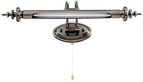 ACMHNC LED Vintage Spiegelleuchte Bad Mit Schalter, Retro Badlampe IP44 Spiegellampe Badezimmer,4000K Wandleuchte Mit Zugschalter, 240 ° Einstellbar Schranklampe Arc Arm Bilderleuchte,45cm/7w