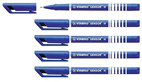 Stabilo 5 Stück Filzstifte, Sensor, M, mittlere Spitze, Blau